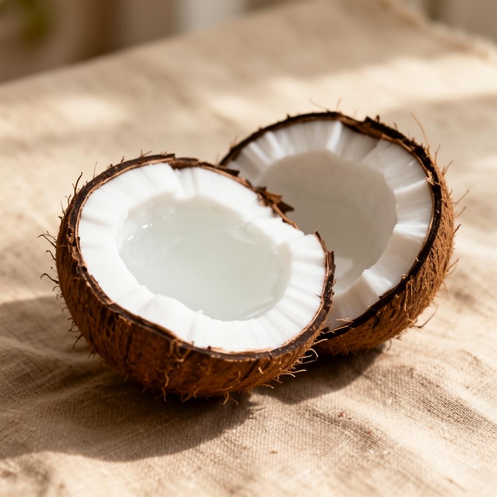 Noix de coco fraîche ouverte en deux
