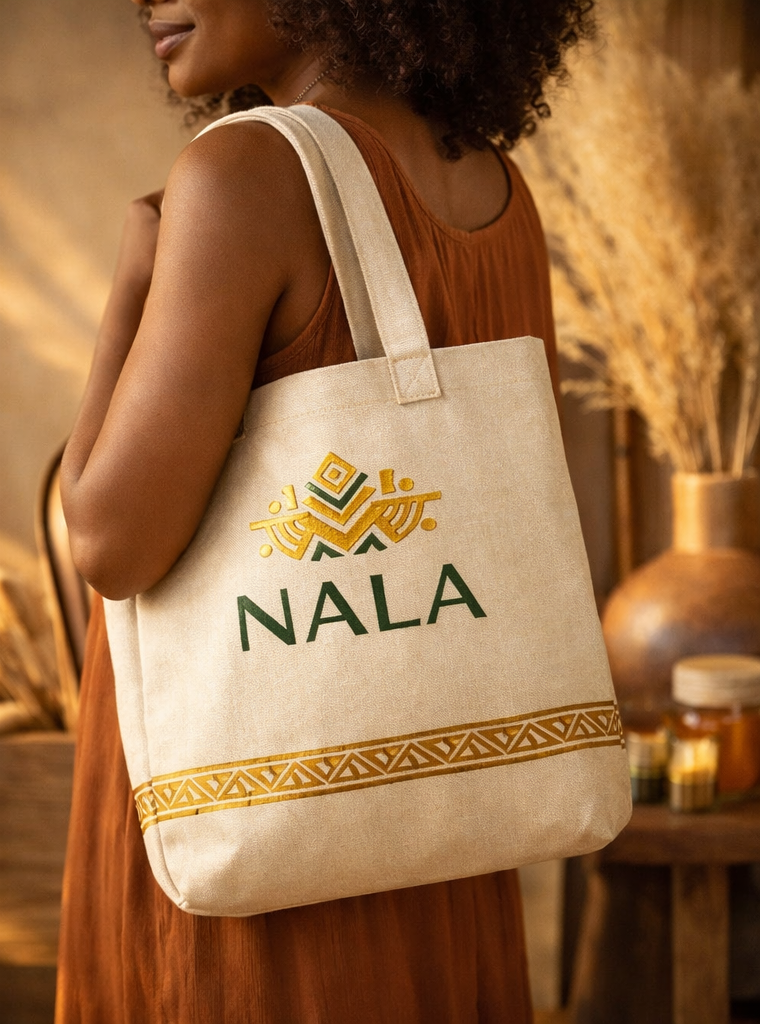 Tote bag NALA en lin naturel — édition Senoufo